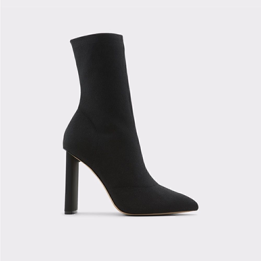 ALDO Black Sock Ankle Booties Pointed Toe Stiletto Heel Size 9